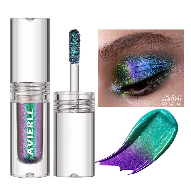 Aurora Multi Chrome Fard à Paupières Pigments Longue Durée Caméléon Paon Galaxy Chrome Glitter Fard à Paupières Liquide pour Fête Performance Festival de Musique_voghion.com