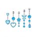 Set di gioielli da piercing all'ombelico in acciaio inossidabile da 5 pezzi in stile europeo e americano con zirconi a forma di cuore_voghion.com