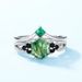 Geometric Natural Water Grass Agate Stacking Ring S925 Silver Inlaid Green Moss Stone Couple Ring_voghion.com
