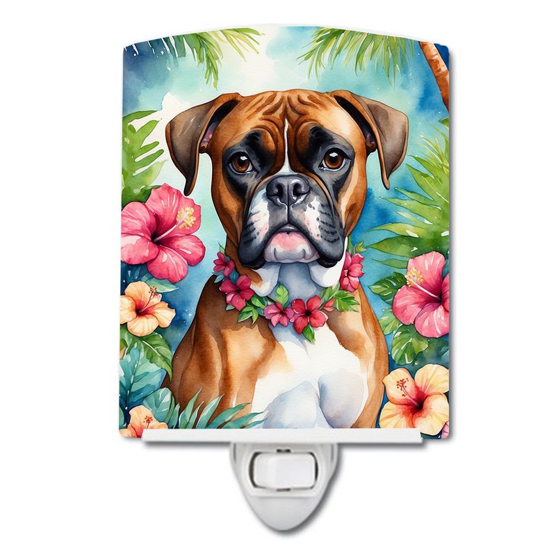 NEW Boxer Luau Ceramic Night Light Compact, UL-Certified, Ideal for Bedroom, Bathroom, Nursery, Hallway, Kitchen, 6x4x3, Multicolor_voghion.com