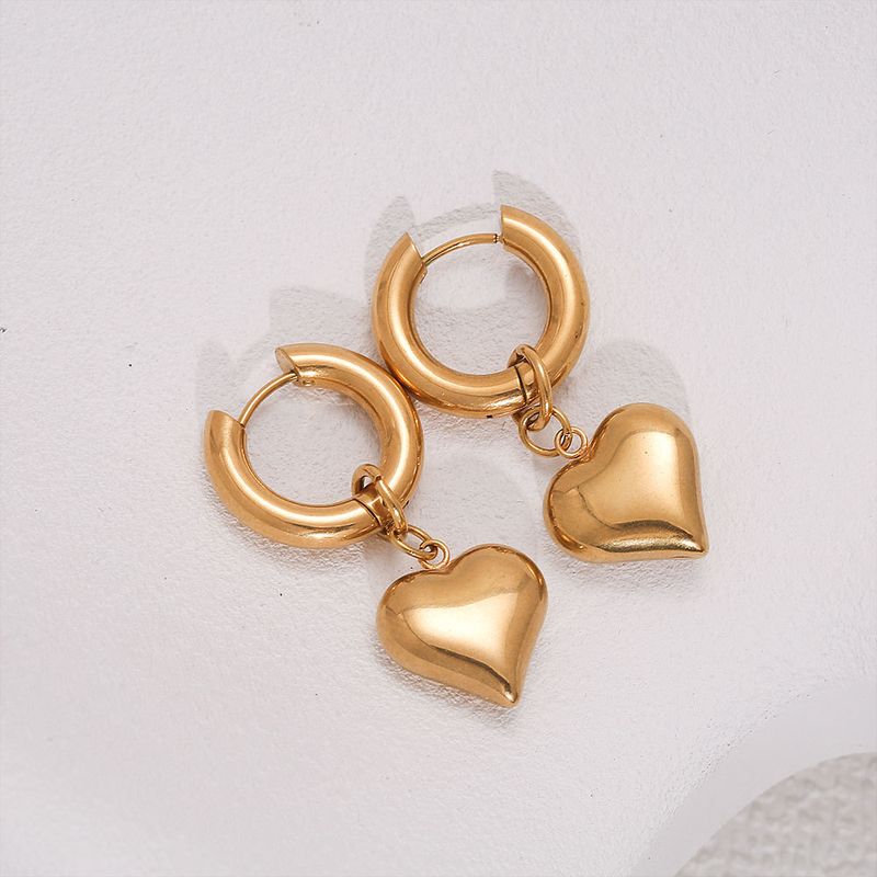 1 paio di orecchini pendenti in acciaio inossidabile 304 a forma di cuore in stile semplice_voghion.com