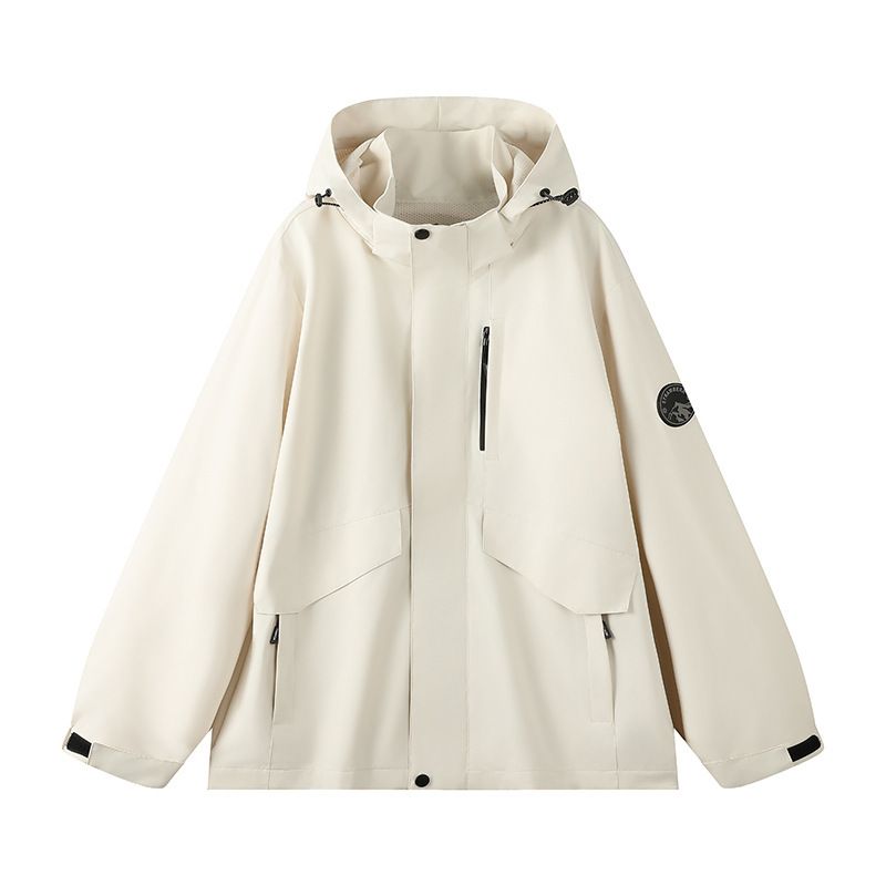 Herren Herbst Trendy Herren Kapuzen Winddicht und Wasserdicht Sturmhaube Lockere Freizeit Arbeitsjacke Oberteil_voghion.com