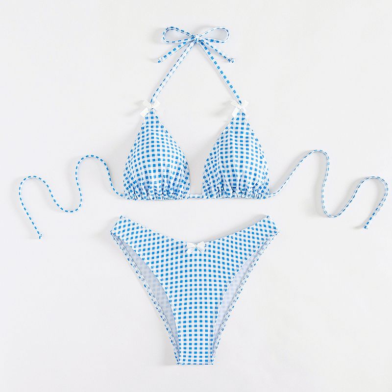 Women's Clothing New Split Plaid Printed Bikini_voghion.com