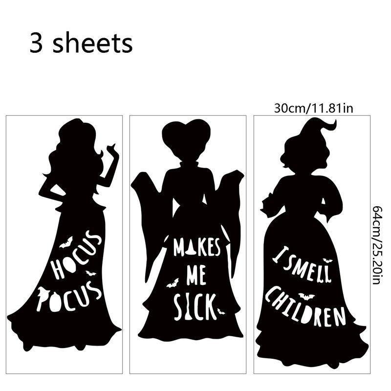 2024 neue Halloween Statische Fenster Schwarz Hexe Verrückte Schaufenster Glas Tür Dekorative Aufkleber_voghion.com