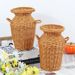 Handwoven Rattan Vase Basket - Rustic Decorative Planter With Handles For Flowers & Home Decor_voghion.com