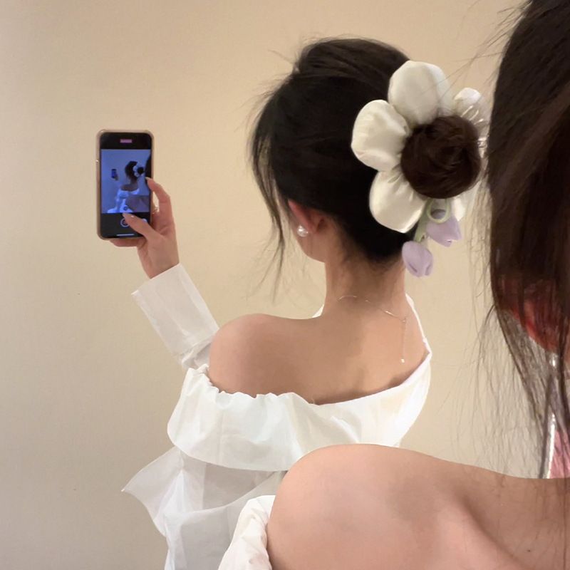 Yu Jian Chun Se~Spugna 3D Tulip Ribbon Crasso Intestino Fascia per Capelli Fiore Femminile Corda Polpette Accessori per Capelli Fascia_voghion.com