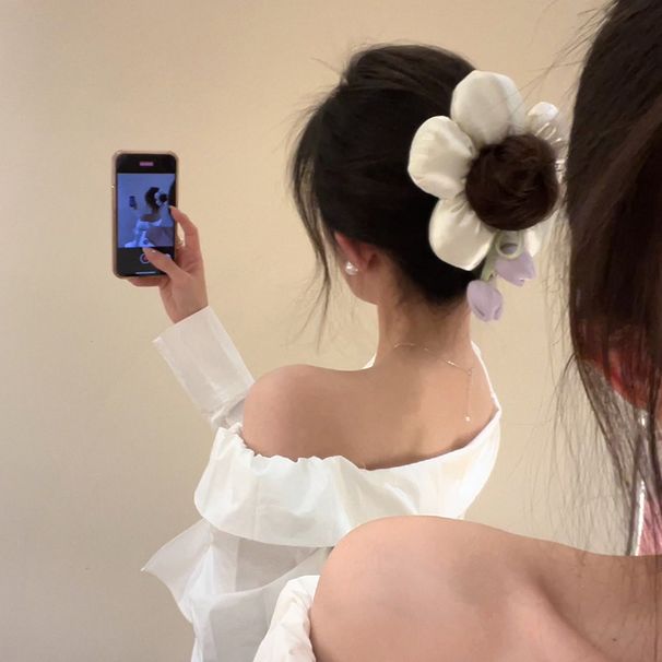 Yu Jian Chun Se~Spugna 3D Tulip Ribbon Crasso Intestino Fascia per Capelli Fiore Femminile Corda Polpette Accessori per Capelli Fascia_voghion.com