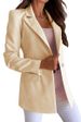 Women's Long Sleeve Slim Single Button Solid Color Jacket Blazers_voghion.com