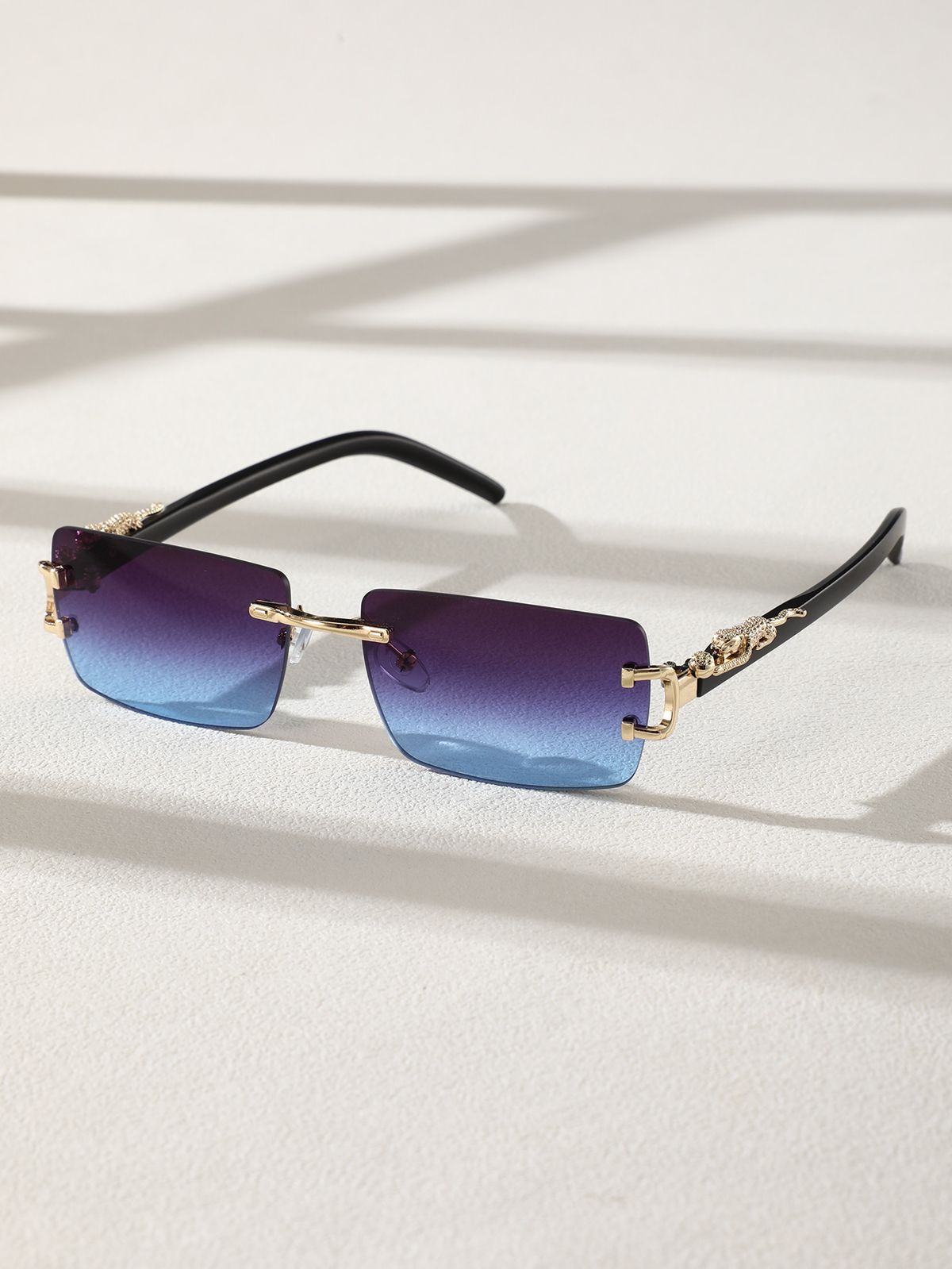 Lunettes de soleil rectangulaires personnalisées sans cadre à la mode 1 pièce pour la vie quotidienne_voghion.com