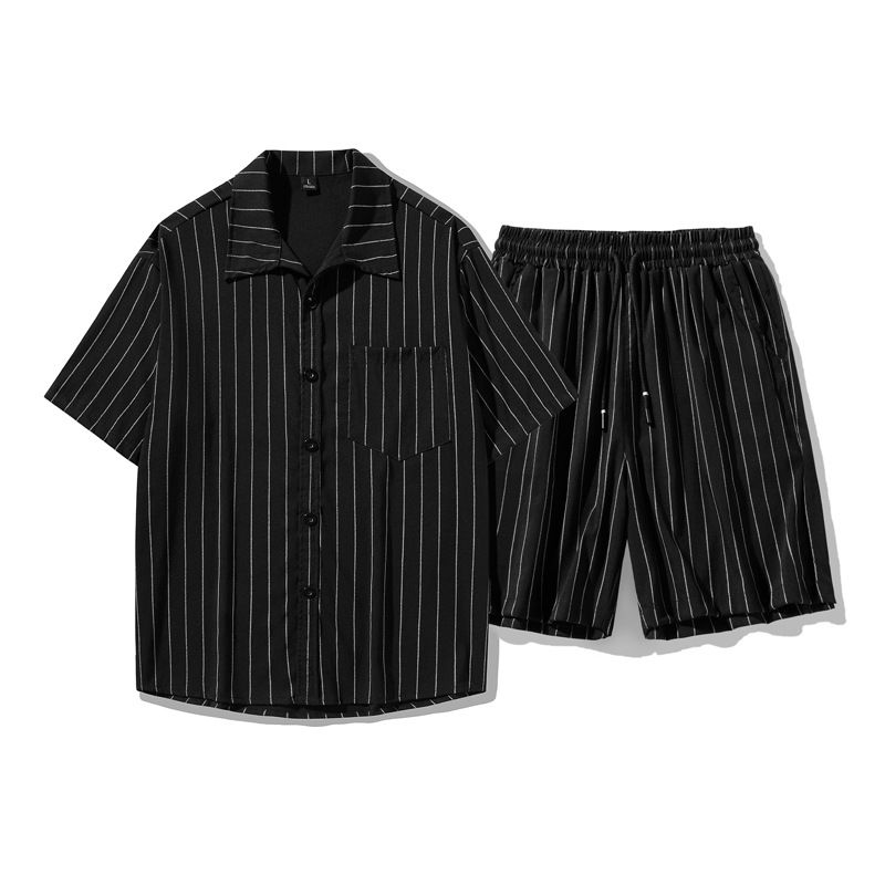 Men's Clothing Short Sleeved Ice Silk Shirt Men's Trendy Half Sleeved Shirt Men's Clothing Trendy Two Piece Suit_voghion.com