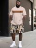Herrenbekleidung Plus Size Sommer T-Shirt Shorts Anzug Muster Spleißen 3D Digitaldruck Lässiger Strandhosenanzug_voghion.com