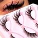 5 Pairs Cat Eye False Eyelashes - Voluminous Wispy Flared Lashes With Fox Effect, Natural Looking & Dramatic Curl For Eye Lengthening_voghion.com