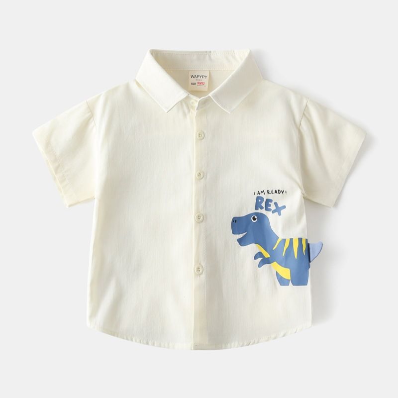 Toddler Boys Clothing Short Sleeved Shirts For Boys Dinosaur Shaped Shirts For Babies Handsome Summer Clothes_voghion.com