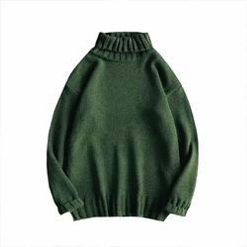 Vêtements pour hommes Pull pour hommes Automne et hiver Col roulé Demi-col roulé Nouveau Slim-fit Doublé polaire Épaississement Chaud Intérieur Tricoté Base Pull_voghion.com