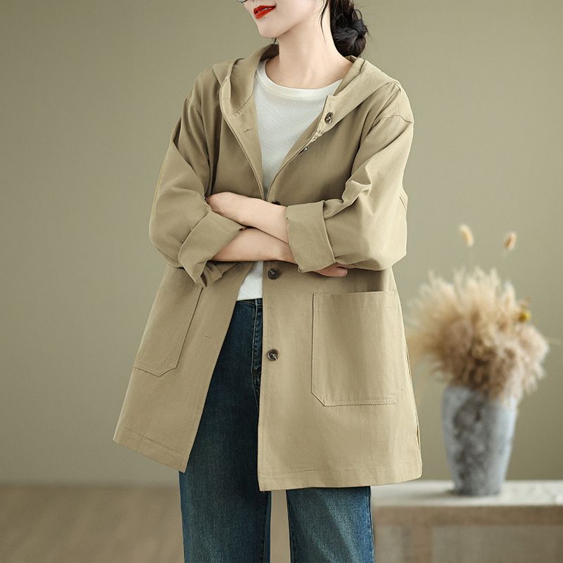 Herbst Neue Damen Top Lose Windjacke Hoodie Mantel Für Frauen_voghion.com