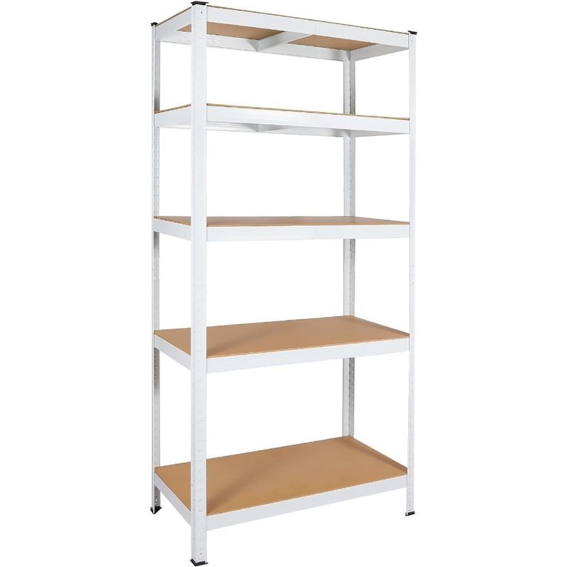 5 White Storage Multipurpose Tier Utility Shelves Duty Garage Unit Shelving Metal Laminated Heavy Rack Adjustable Organization_voghion.com