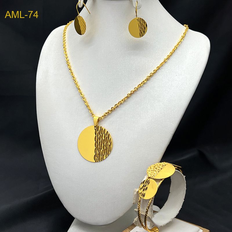 Gold plated coin bracelet ring necklace set ornaments_voghion.com