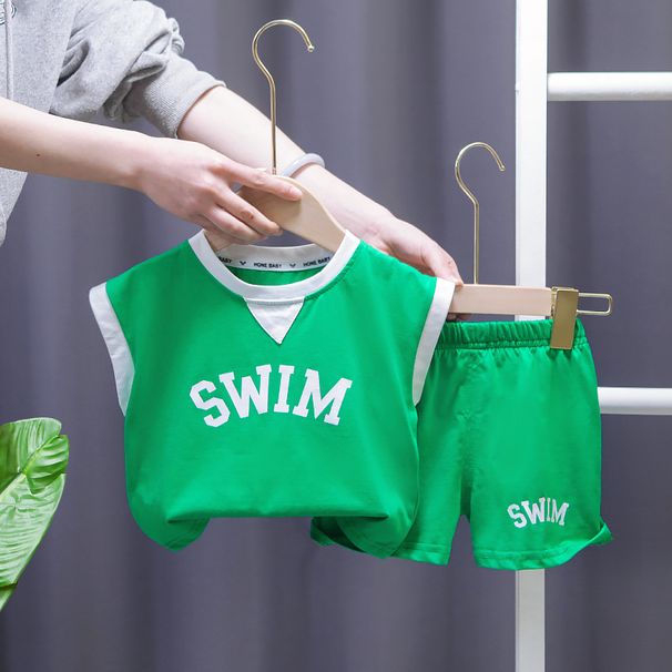 2024 Summer Neit Ärmlos Trendy Tanktop Set Sportlech Baby Jongen Cool a Schéin_voghion.com