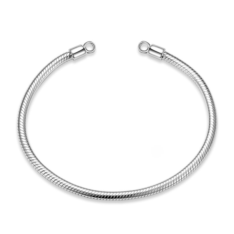 Damen-Perlen aus Sterlingsilber, einfache Schlangenknochenkette, schnallenfreies Einzelkettenarmband, DIY-Zubehör_voghion.com