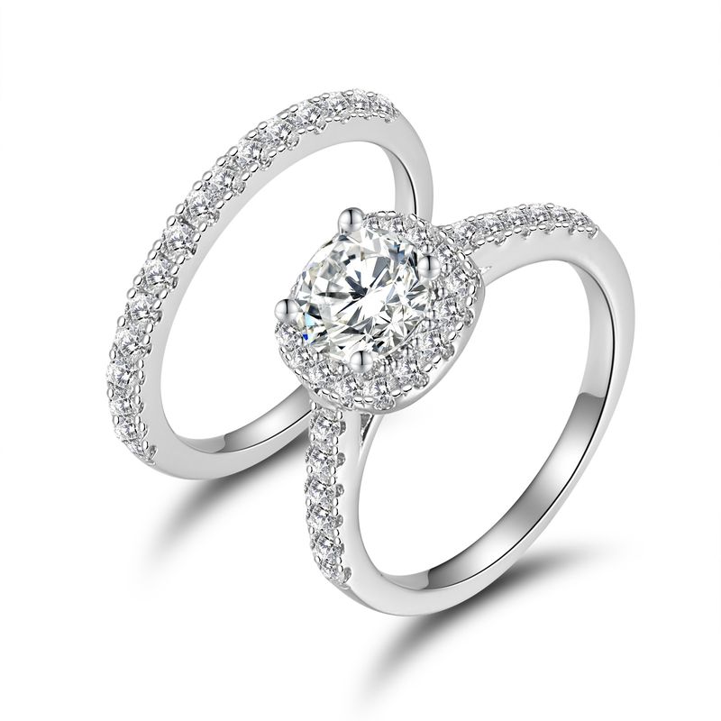 Damenschmuck – Eleganter 6 mm runder Zirkonia-Ring in Kupfer, stapelbarer zweiteiliger Ring für den Alltag_voghion.com
