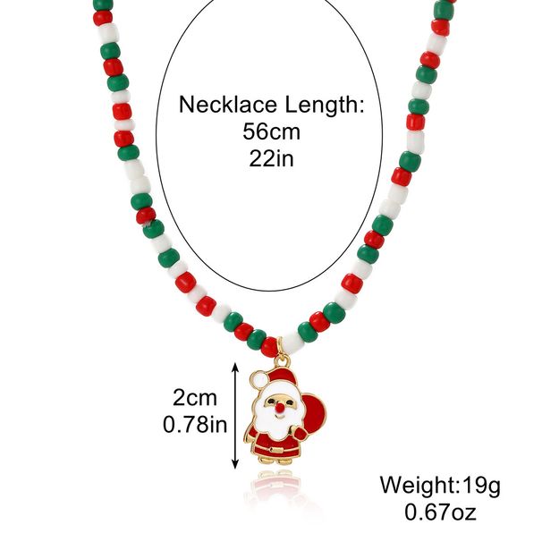 Set di collane natalizie a strati - Collane di perline festive con Babbo Natale, calza della Befana, ciondoli a forma di albero, gioielli natalizi in oro rosso verde per donna, parte delle feste_voghion.com