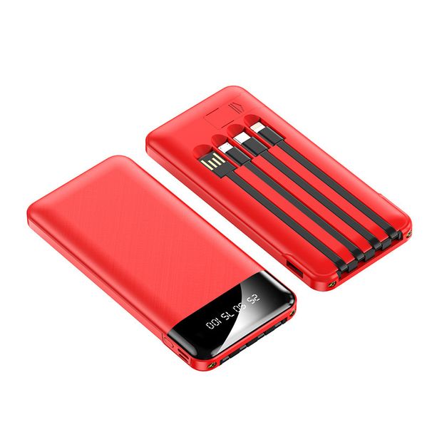 Chargeur portable ultra-fin 10 000 mAh avec 4 câbles intégrés – Mini batterie externe, grande capacité, charge rapide, design compact_voghion.com