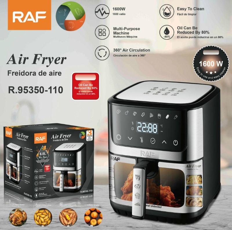 RAF EU/US Standard 6L Multifunctional Household Electric Cross-border Air Fryer With Visual Smart Touch Screen R5350_voghion.com