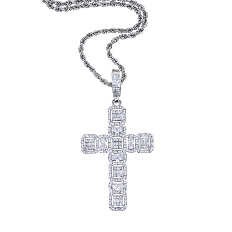 Nuovo ciondolo a croce in zircone, tendenza moda hip hop, collana da uomo_voghion.com