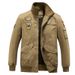 Herrenbekleidung Herren Vintage Arbeitsjacke mit Stehkragen und Stickerei – leichte und schwere Optionen in Schwarz, Khaki, Armeegrün_voghion.com