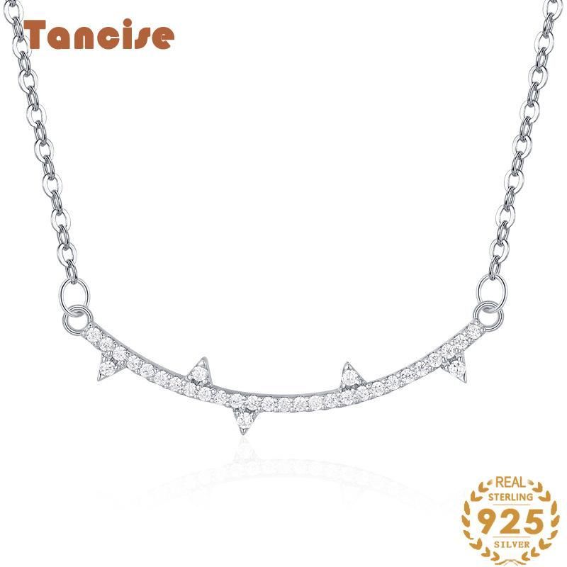 Tancise Light S Sterling Sier Classico Sorriso Ciondolo Set Catena Donna Semplice Micro Intarsiato Collana Gioielli_voghion.com