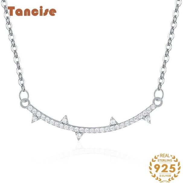 Tancise Light S Sterling Sier Classico Sorriso Ciondolo Set Catena Donna Semplice Micro Intarsiato Collana Gioielli_voghion.com