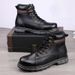 Martin Boots Men's High-top Style First-layer Tooling Boots Trendy Boots Black Leather Boots Men's Shoes_voghion.com