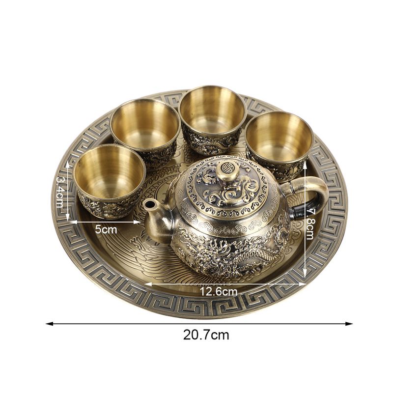 Móveis para casa Clássico requintado liga de zinco conjunto de chá retro luz luxo estilo casa dragão e fênix presente auspicioso conjunto de chá ornamentos_voghion.com