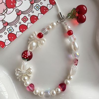 Y2K Original Short Phone Charms Strap Super Cute Summer Cherry Ciondolo Cordino per Ragazza Donna Portachiavi Cavo Gioielli Regali_voghion.com