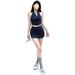 Striped For Women Summer Elegant Scoop Neck Short Halter Top Bodycon Skirt Fashion Two-Piece Set_voghion.com