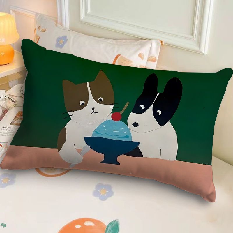 Cuscino per divano, cuscino da comodino, cuscino rettangolare, illustrazione di cartone animato, astratto, guarigione, animale, semplice, auto_voghion.com