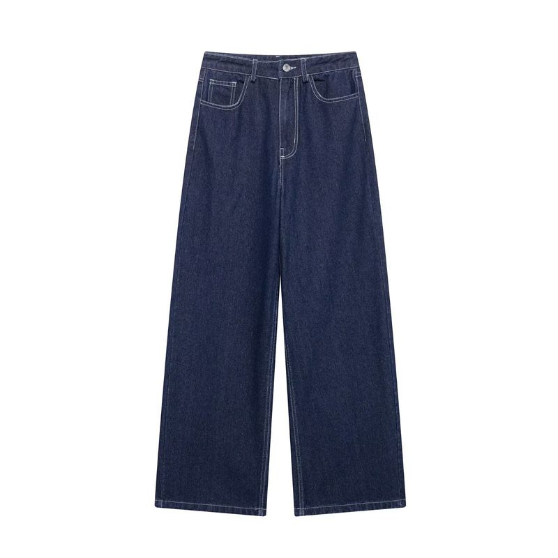 Women's Clothing Belt Lapel Jacket Denim Wide Leg Trousers_voghion.com