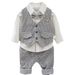 Babykleidung Jungen Langarmhose Weste Dreiteiliges Kleid für Kinder Tausend Vogel Gitter Leistung Gentleman_voghion.com