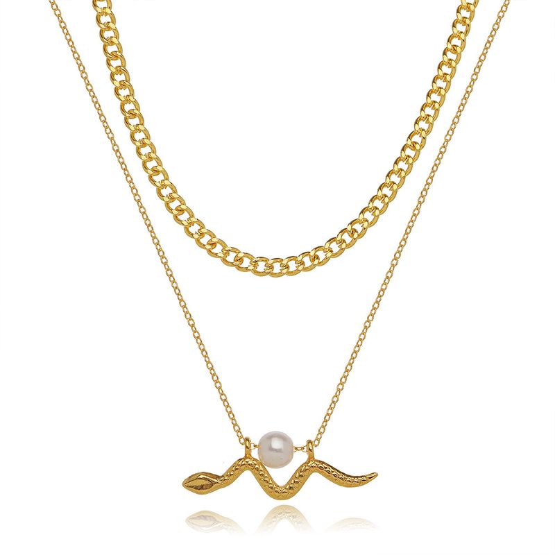 Sterling VENUS  Sier Fashion Clavicle Chain Female Jewelry Personality Snake Pendant Pearl Necklace Gift W_voghion.com