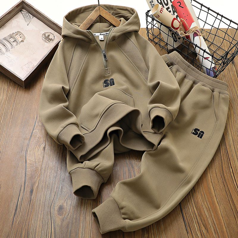 Vêtements pour enfants garçons automne costume 2024 nouvelle version coréenne pull décontracté vêtements pour enfants moyens et grands costume deux pièces en gros_voghion.com