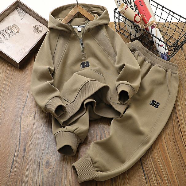 Vêtements pour enfants garçons automne costume 2024 nouvelle version coréenne pull décontracté vêtements pour enfants moyens et grands costume deux pièces en gros_voghion.com