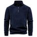Men's Autumn And Winter New Style Stand Up Collar Half Zip Long Sleeved Sweatshirt Cross Border Trend Leisure Solid Color Men's Polar Fleece Top_voghion.com
