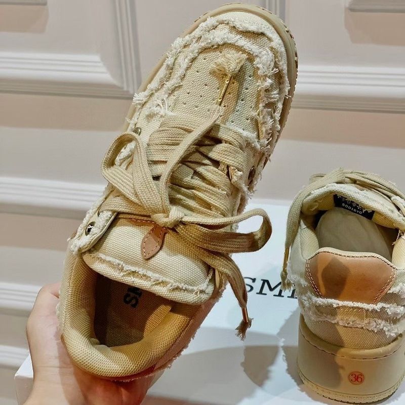 wheat colored bread cross flower fringe canvas women's desert skateboarding height increasing casual shoes thick_voghion.com