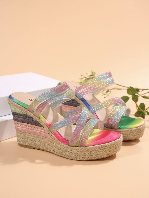 Women's Shoes Spring New Other Slippers Wedge Heels Colorful High Heels Rubber Color Shaped High Heel Sandals_voghion.com