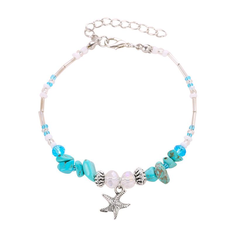 Bracciale con conchiglia, stella marina, stile bohémien, turchese, accessorio per gioielli da spiaggia e oceano, per donna_voghion.com