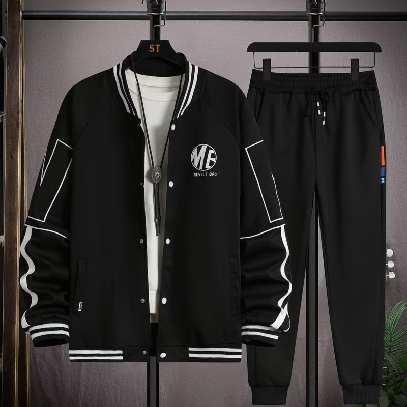 Trendy Teenage Sportswear Set – Stylisches High School Outfit (Baumwollmischung, Atmungsaktiv, M-8XL, Schwarz/Weiß, Streetwear Essential)​_voghion.com
