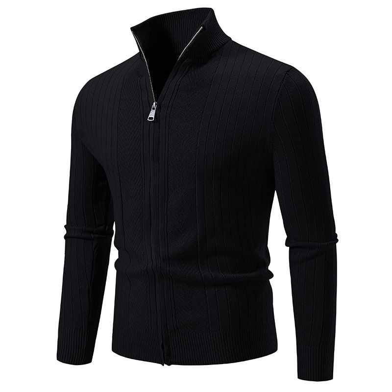 Abbigliamento maschile Autunno e inverno Nuovo maglione da uomo con colletto alto in jacquard, maglia, giacca cardigan casual di grandi dimensioni_voghion.com