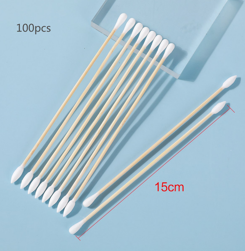100/300 bastoncillos de algodón de precisión de 15 cm (6 pulgadas) - Bastoncillos de algodón largos de madera con punta y estuche - Algodón_voghion.com