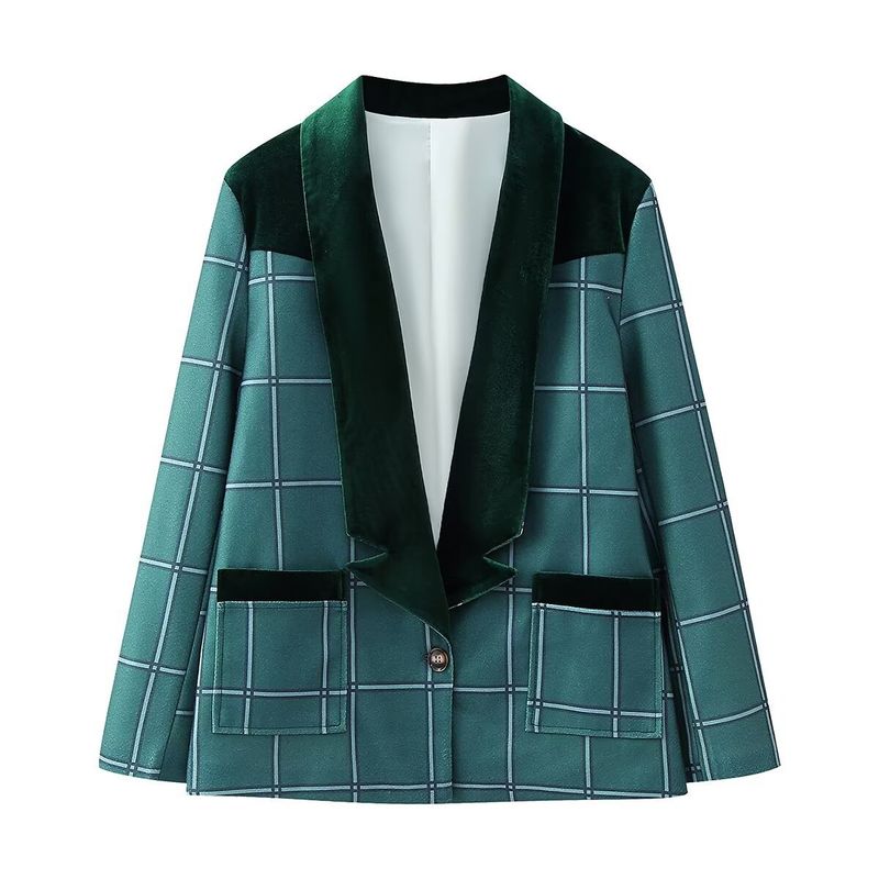 Manteau en tissu brodé avec épissure de velours pour femme, nouvelle collection printemps 2024_voghion.com