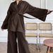 Women's solid color coat pantsuit_voghion.com